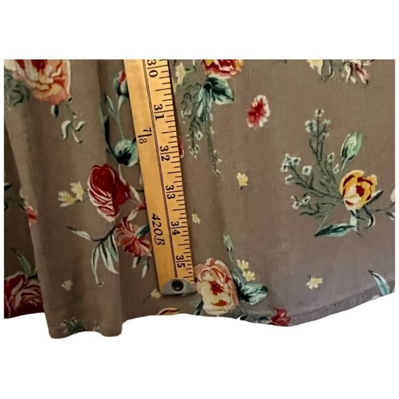 Torrid Floral High-Low Top Dress Size 1 100% Rayon Gray Red & Yellow Flowers - Picture 6 of 15